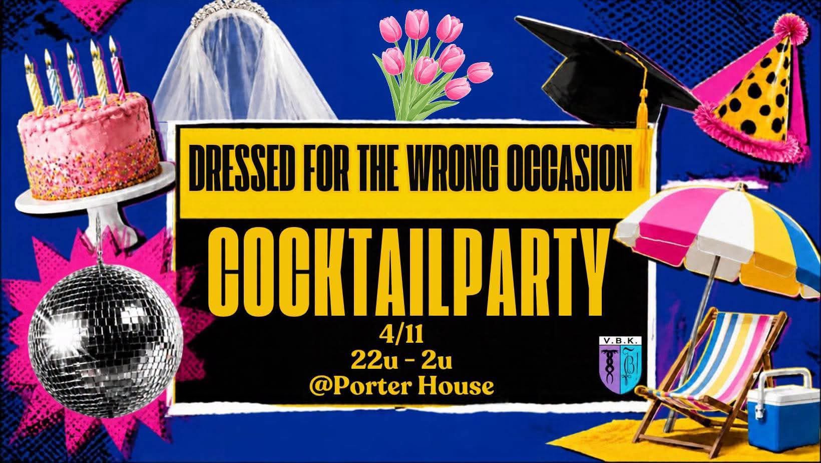 Dressed for the wrong occasion - cocktailfeestje 